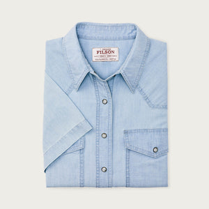 Women's short sleeve chambray western shirt par Filson | Light indigo (Blue)