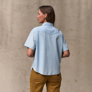 Women's short sleeve chambray western shirt par Filson | Light indigo (Blue)