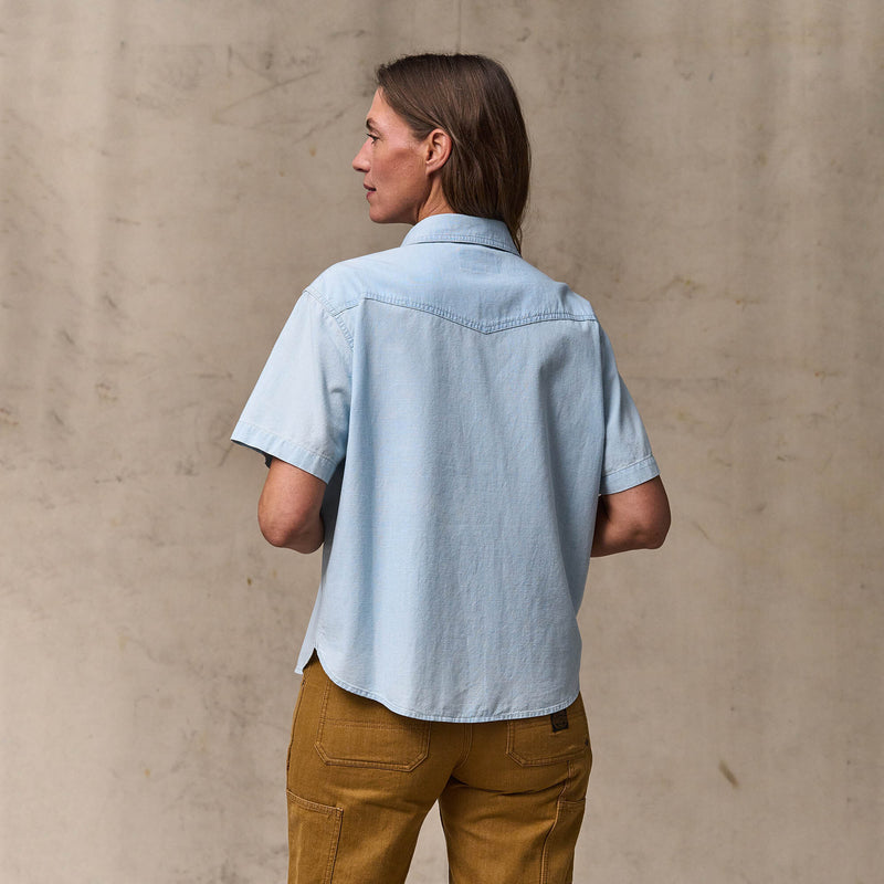 Women's short sleeve chambray western shirt par Filson | Light indigo (Blue)
