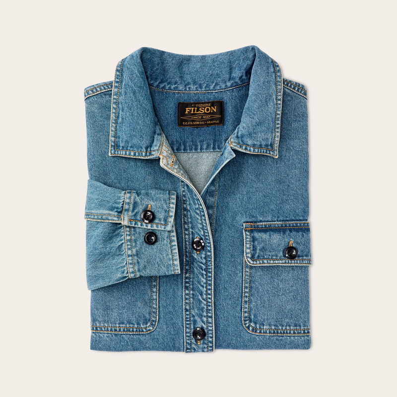 Women's embroidered denim shirt by Filson | Vintage indigo (Blue)