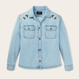 Women's embroidered denim shirt by Filson | Pale indigo (Blue)