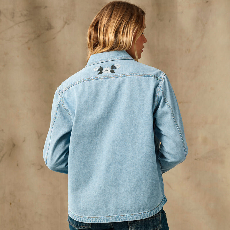 Women's embroidered denim shirt by Filson | Pale indigo (Blue)