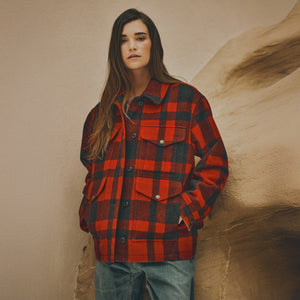 Women's mackinaw wool cruiser jacket by Filson | Redblack plaid (Red)