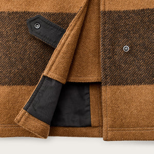 Women's wool long cruiser coat by Filson | Whiskey / black stri (Brown)