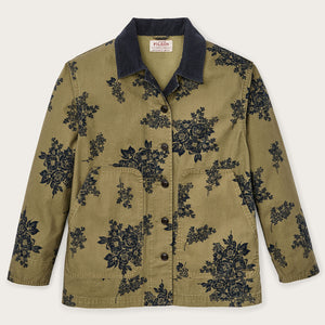 Women's canvas barn coat par Filson | Olive / floral print (Green)