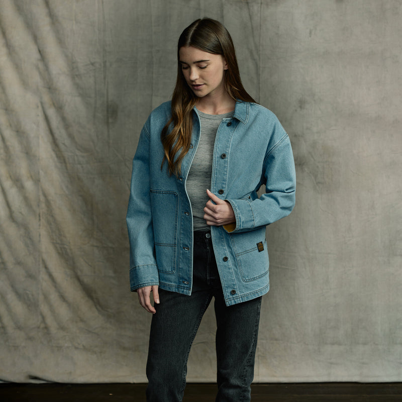 Women’s denim barn coat by Filson | Stone wash indigo (Blue)
