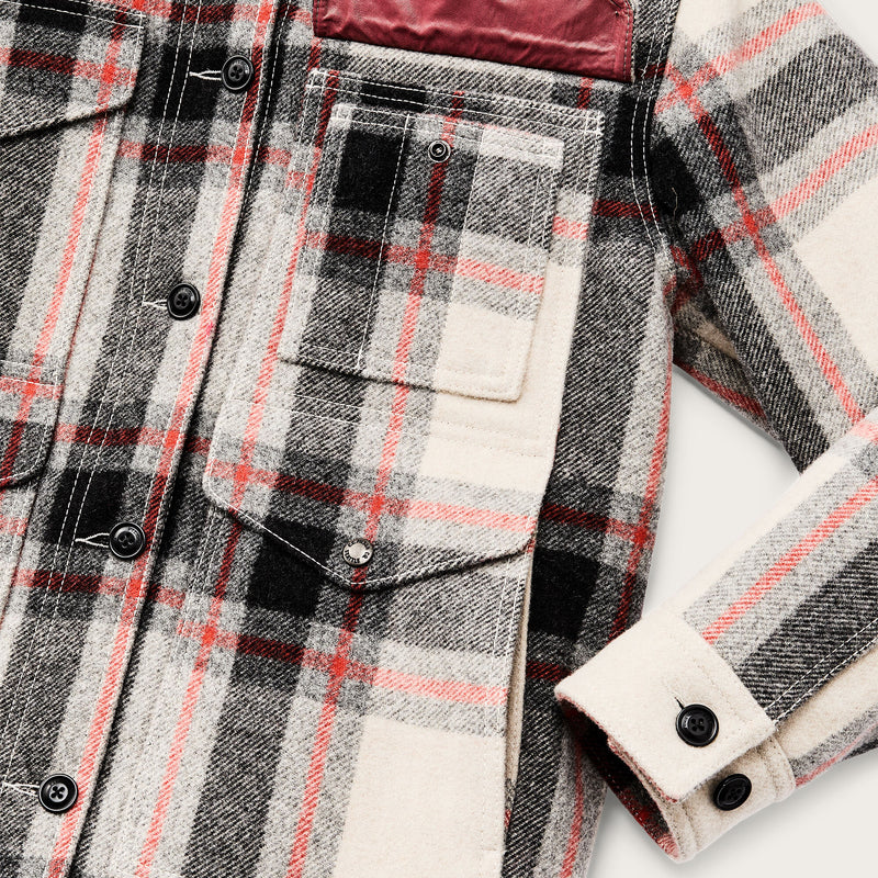 Women’s mackinaw wool shearling cruiser jacket von Filson | Cream / red / black (Multicolor)