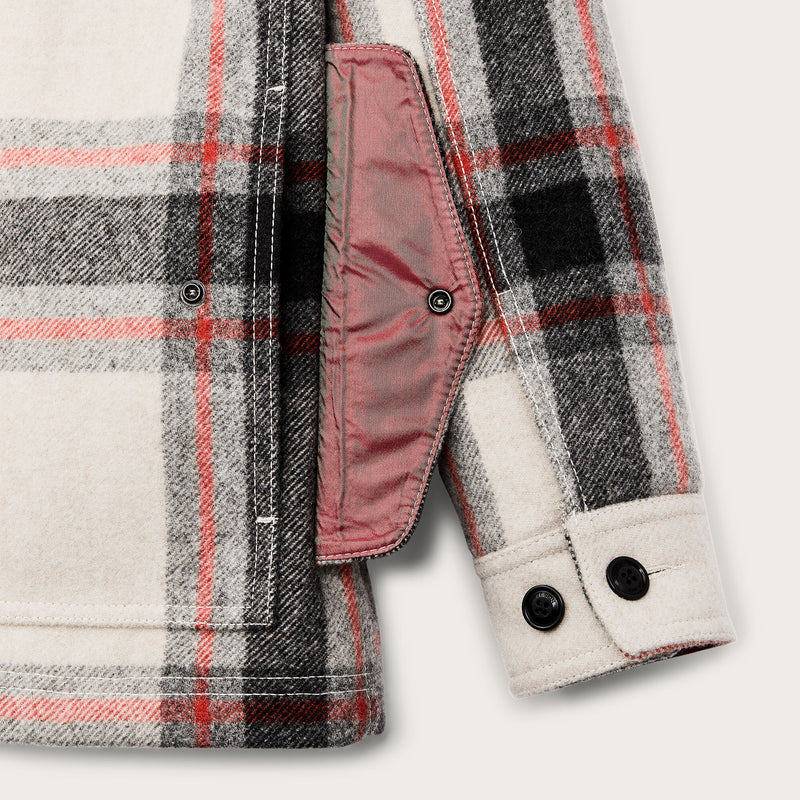 Women’s mackinaw wool shearling cruiser jacket von Filson | Cream / red / black (Multicolor)