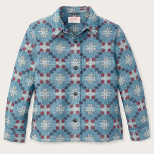 Women's wool overshirt par Filson | Turquoise / multi jacquard (Blue)