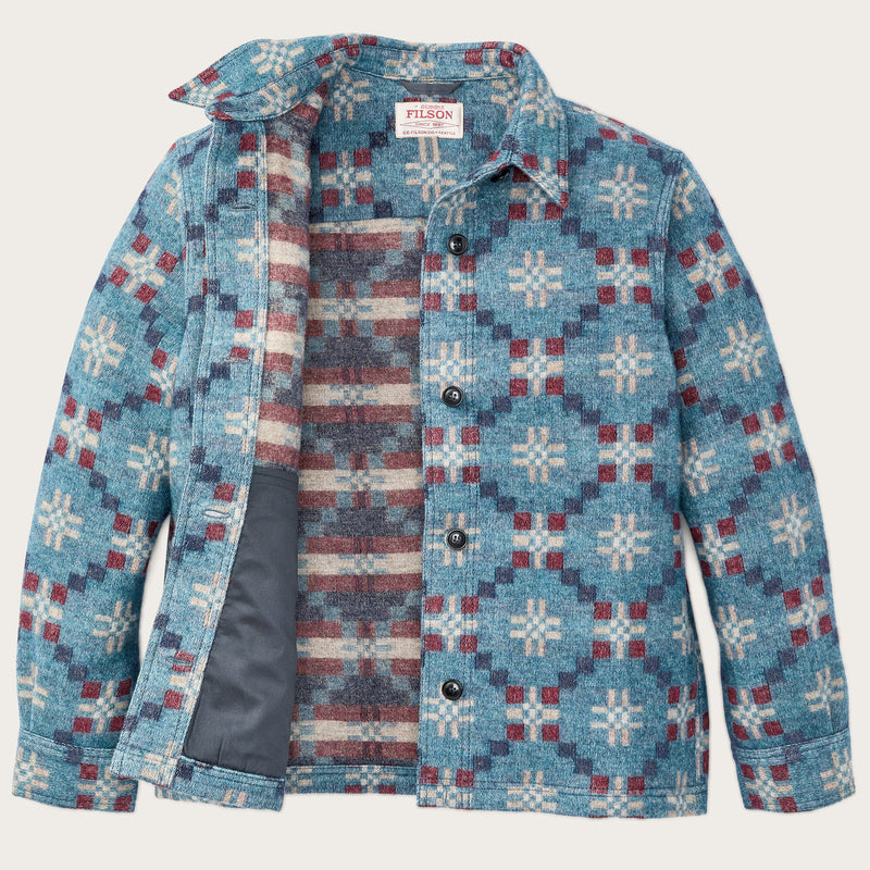 Women's wool overshirt par Filson | Turquoise / multi jacquard (Blue)