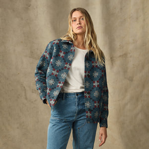 Women's wool overshirt par Filson | Turquoise / multi jacquard (Blue)