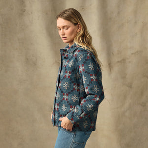 Women's wool overshirt par Filson | Turquoise / multi jacquard (Blue)