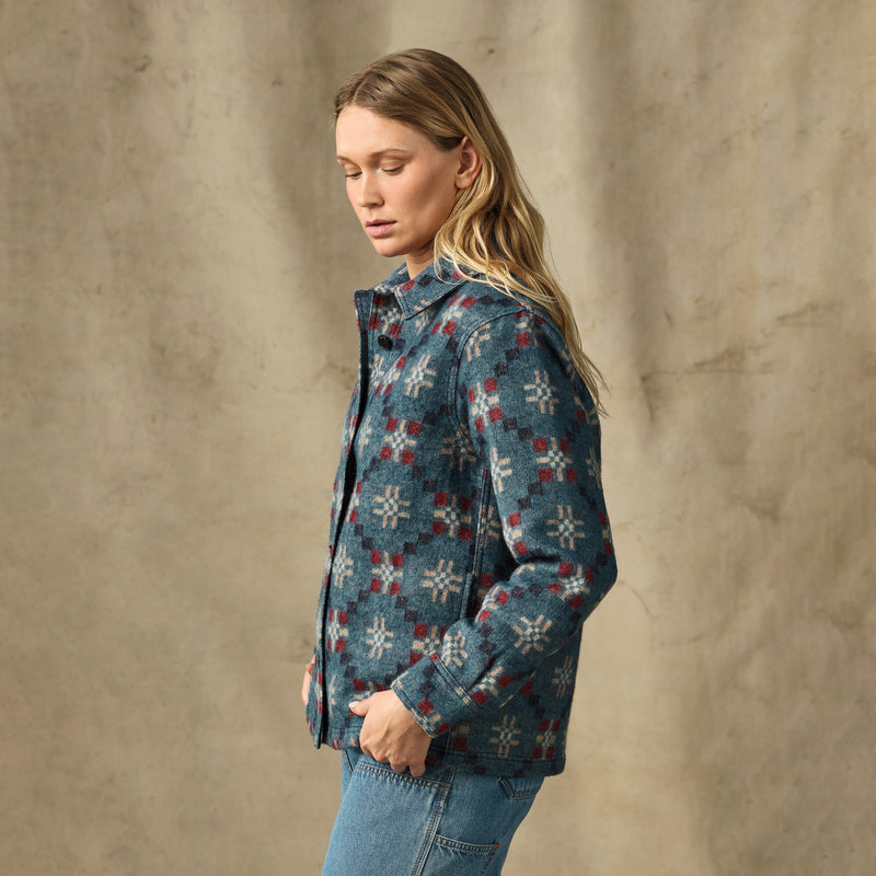 Women's wool overshirt par Filson | Turquoise / multi jacquard (Blue)