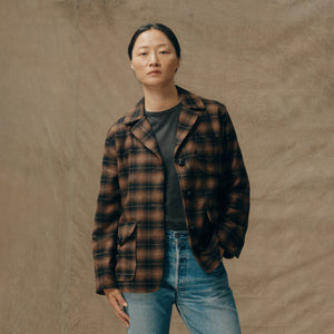 Blazer destrutturato in lana da donna di Filson | Bronze brown plaid (Brown)