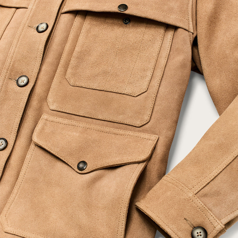 Suede leather cruiser jacket für damen von Filson | Dark tan