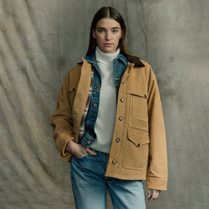 Suede leather cruiser jacket für damen von Filson | Dark tan