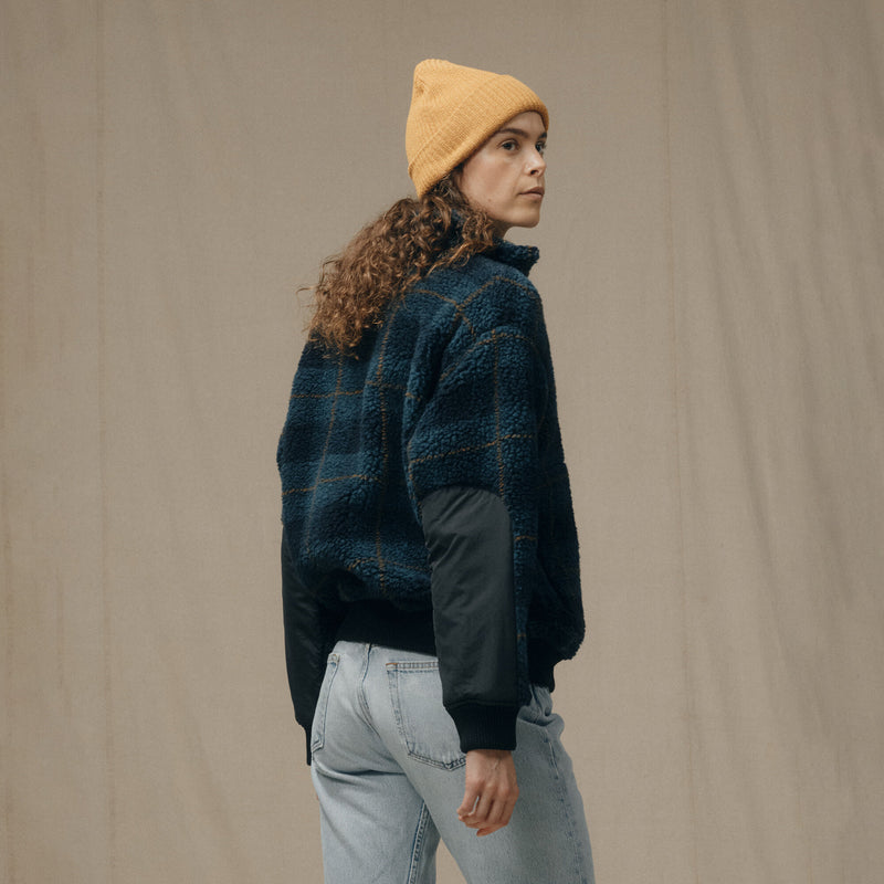 Pile fleece popover für damen von Filson | Blue / black plaid (Blue)