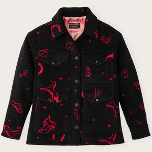 Jacquard wool cruiser jacket für damen von Filson | Black / red western