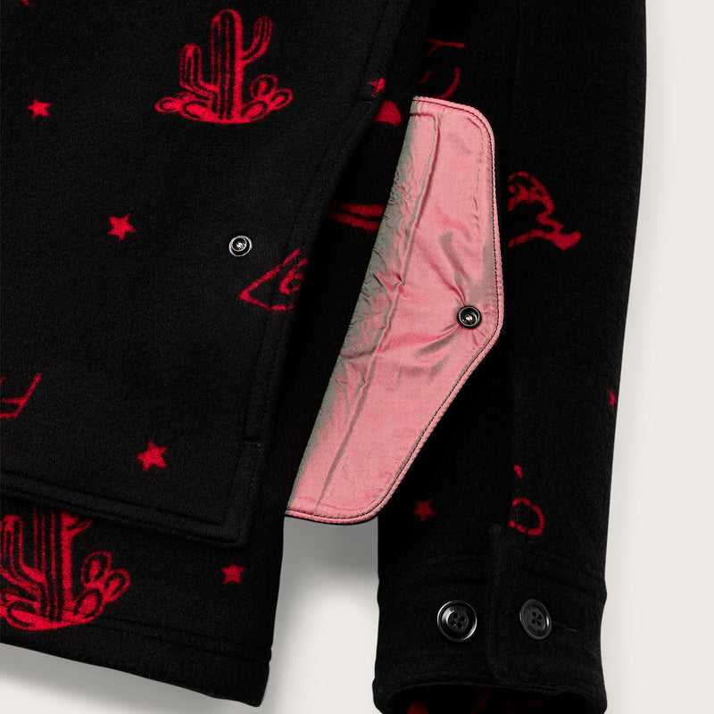 Jacquard wool cruiser jacket für damen von Filson | Black / red western