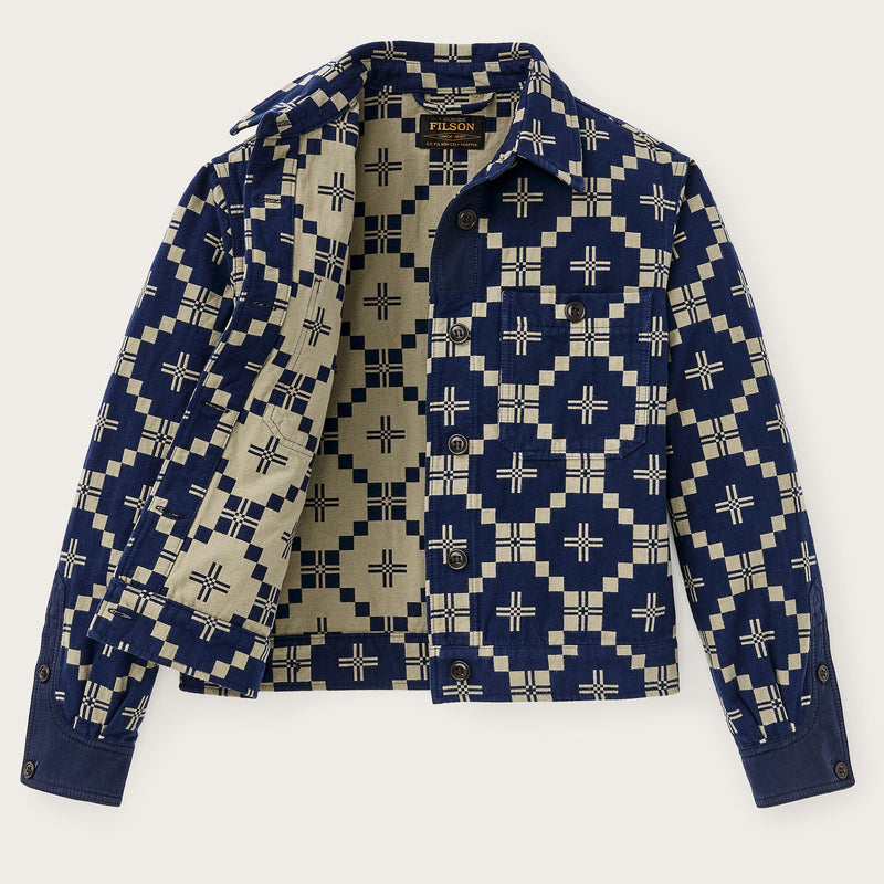 Women's colchuck short jacket par Filson | Navy / sage jacquard (Blue)