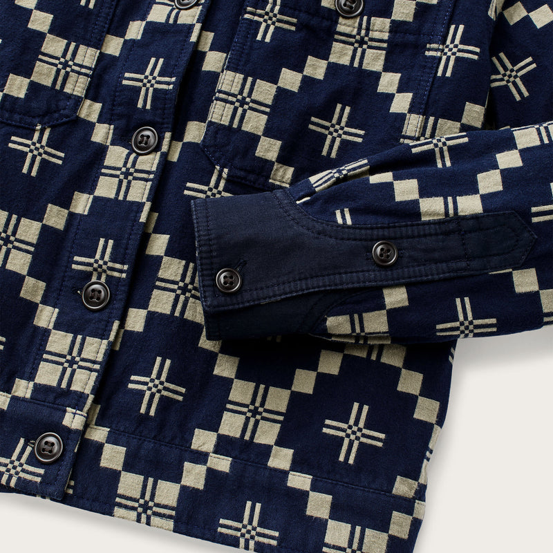 Women's colchuck short jacket par Filson | Navy / sage jacquard (Blue)