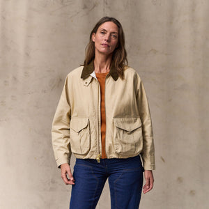 Women's dry wax short work jacket par Filson | Quail tan (Yellow)