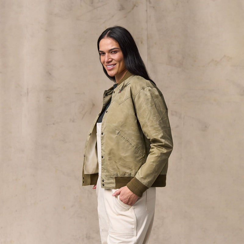 Women's western satin jacket par Filson | Silver sage (Beige)