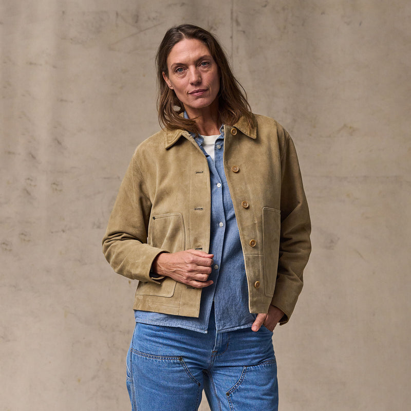 Women's short suede barn jacket par Filson | Light gray (Beige)