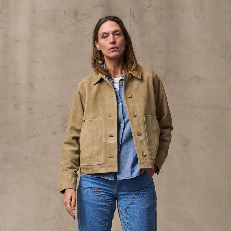 Women's short suede barn jacket par Filson | Light gray (Beige)