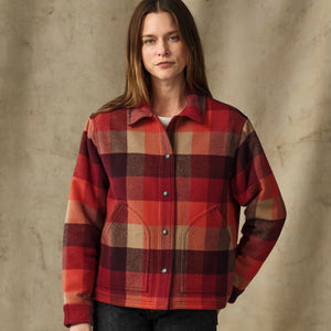 Women's spokane insulated jacket by Filson | Red / burgundy plaid (Red)