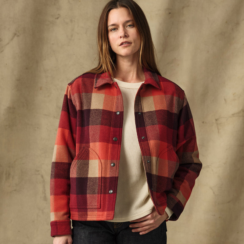 Women's spokane insulated jacket by Filson | Red / burgundy plaid (Red)