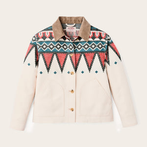 Women's colchuck short jacket by Filson | Sand / teal multi (White)