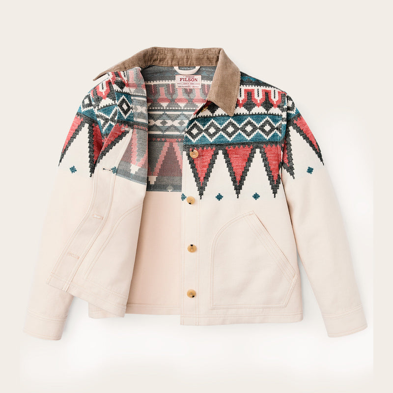Women's colchuck short jacket by Filson | Sand / teal multi (White)