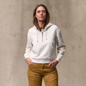 Women's french terry half-zip hoodie par Filson | Ivory (White)