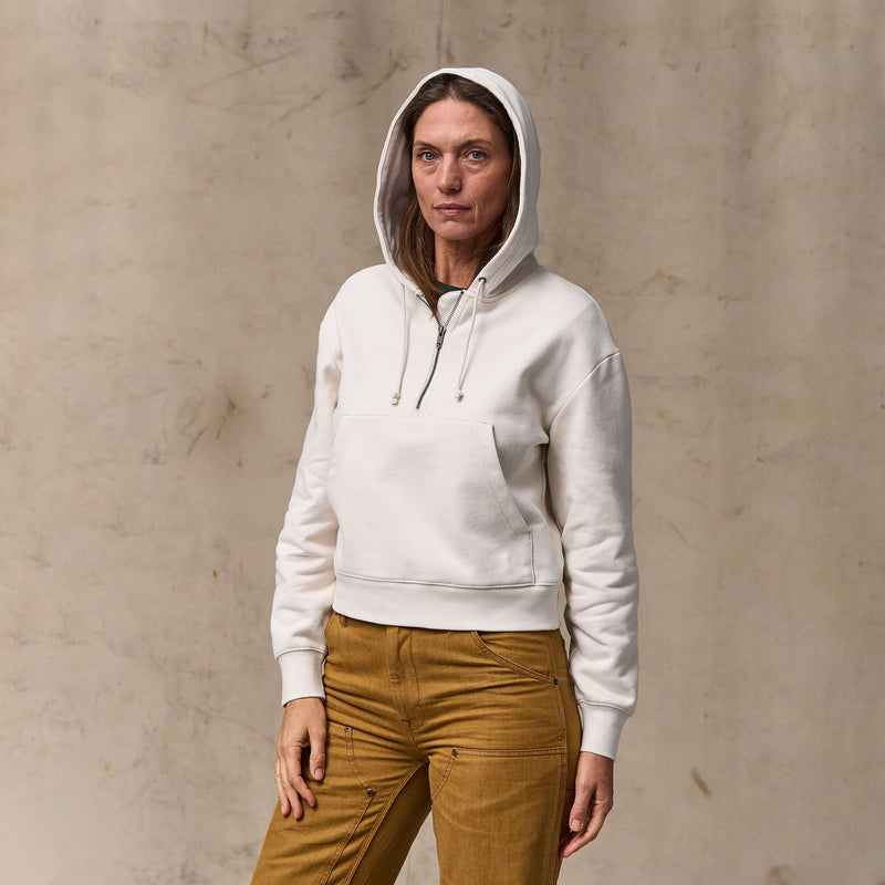 Women's french terry half-zip hoodie par Filson | Ivory (White)