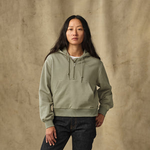 Women's french terry half-zip hoodie par Filson | Olive branch (Beige)