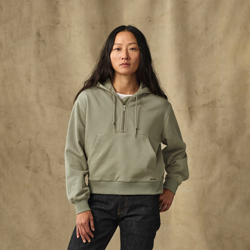 Women's french terry half-zip hoodie par Filson | Olive branch (Beige)