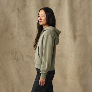 Women's french terry half-zip hoodie par Filson | Olive branch (Beige)