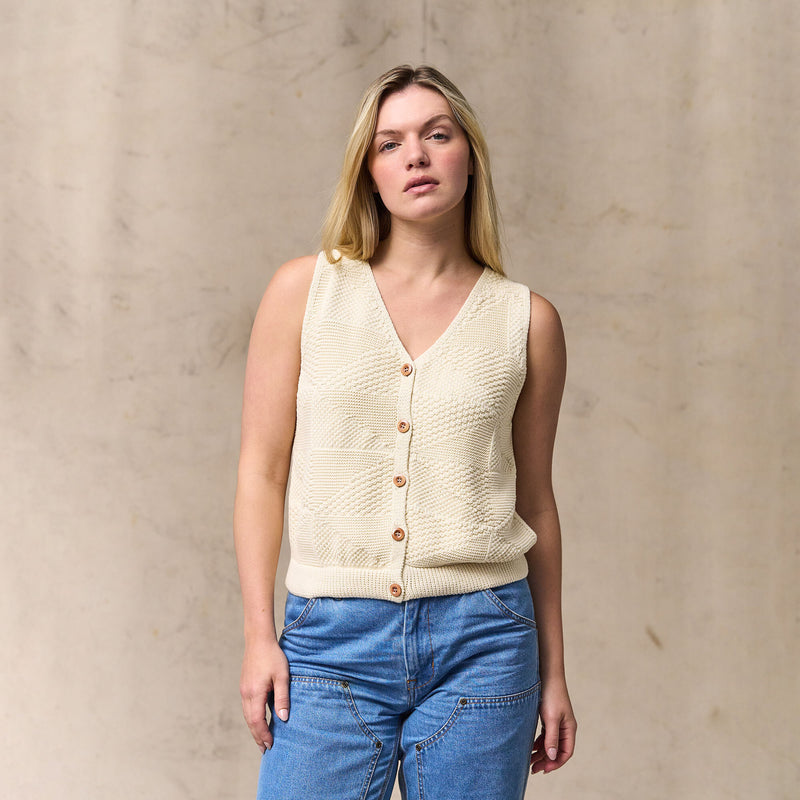 Women's cotton sweater vest par Filson | Ivory (White)