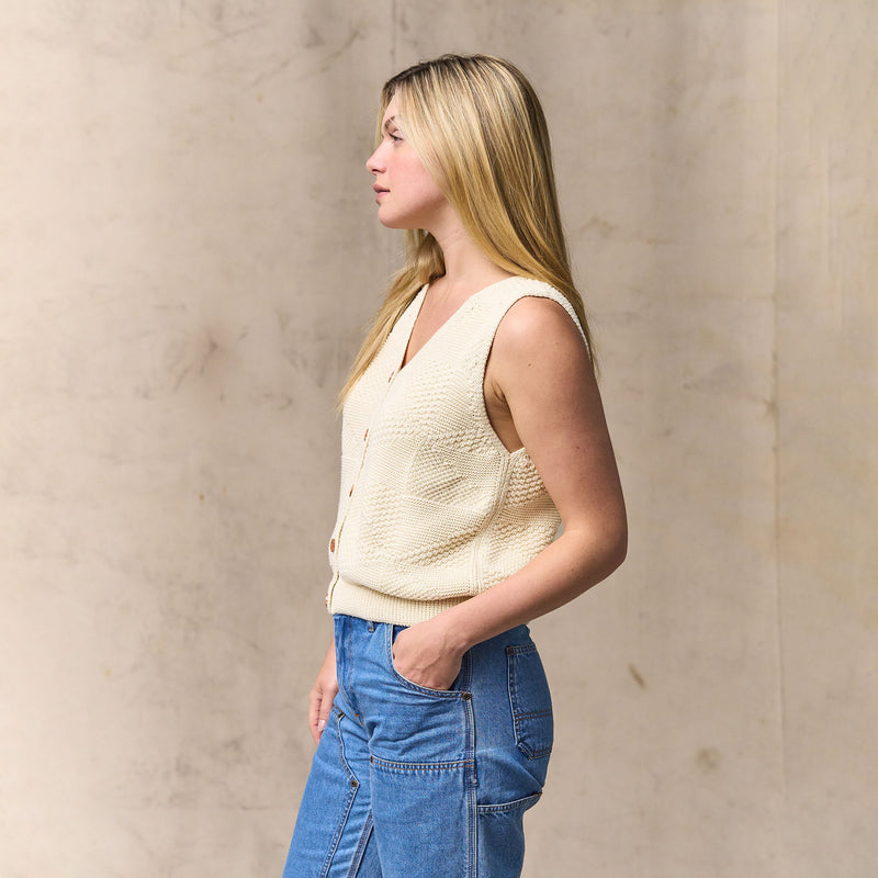 Women's cotton sweater vest par Filson | Ivory (White)