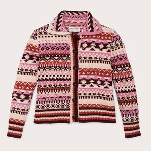 Women's fair isle cardigan di Filson | Burgundycream (Multicolor)