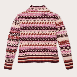 Women's fair isle cardigan di Filson | Burgundycream (Multicolor)