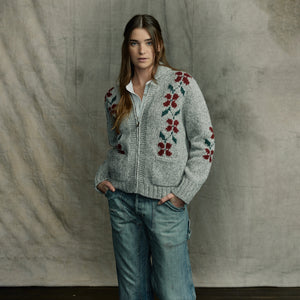 Zippered wool sweater für damen von Filson | Gray flower (Gray)