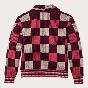 Checkered wool cardigan für damen von Filson | Burgundy / gray chec (Purple)