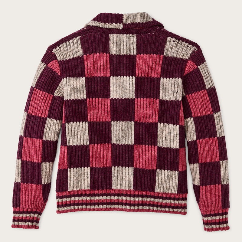 Checkered wool cardigan für damen von Filson | Burgundy / gray chec (Purple)