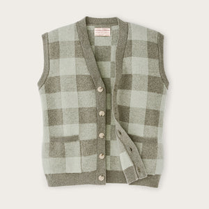 Wool cardigan vest für damen von Filson | Olive check (Green)