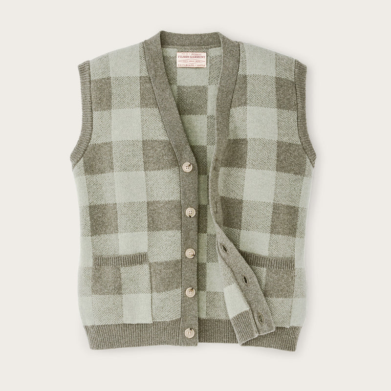 Wool cardigan vest für damen von Filson | Olive check (Green)