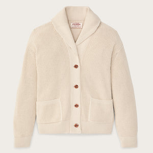 Women's cotton shawl neck cardigan par Filson | Natural (White)