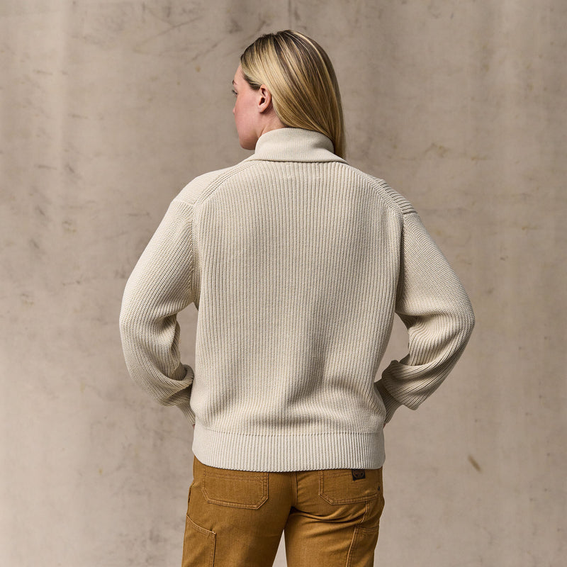 Women's cotton shawl neck cardigan par Filson | Natural (White)