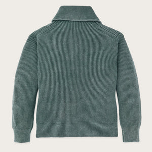 Women's cotton shawl neck cardigan par Filson | Juniper (Green)